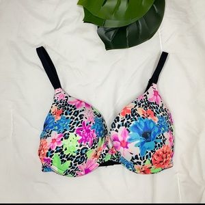 Pink Bra Victoria’s Secret Floral Cheetah Push Up